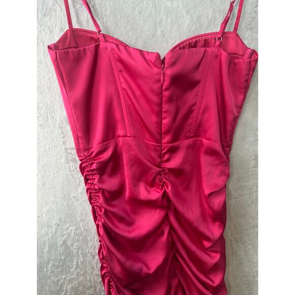 Oh Polly “Timeless Romance” Pink Satin Mini Dress – Size 4 - Picture 2 of 8